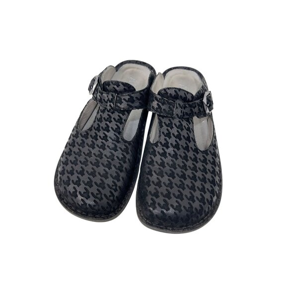 Alegria ALG-772 Womens SZ 39 Leather Mary Jane Slip On Clogs Houndstooth Pattern - Picture 3 of 12